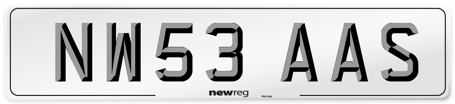 NW53 AAS Number Plate from New Reg